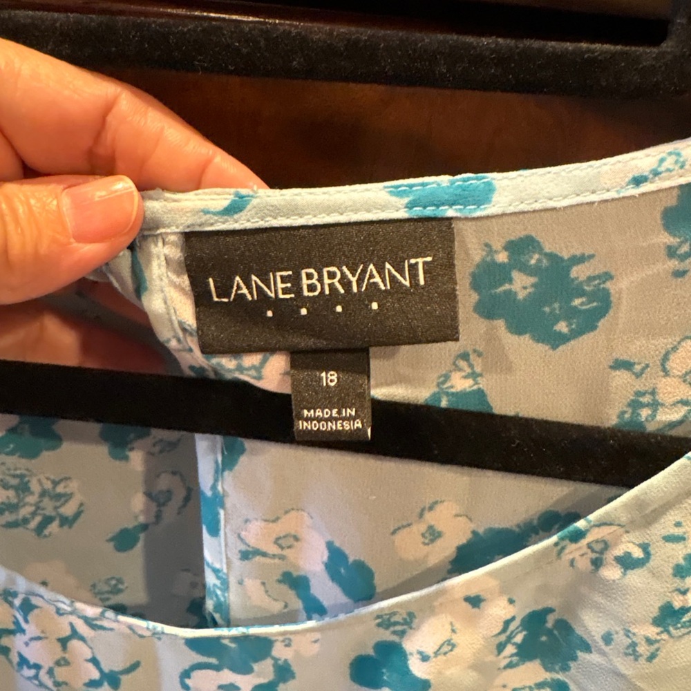 Lane Bryant Teal and White Floral Top